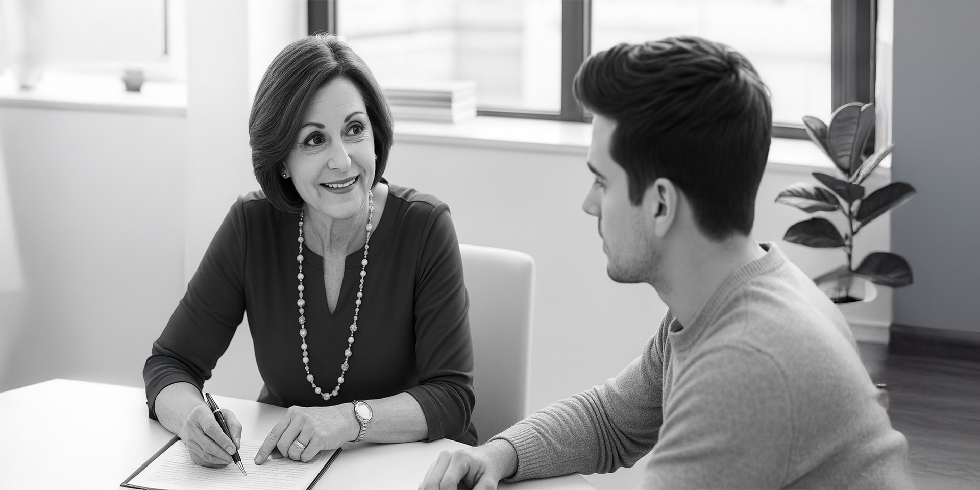 Rozmowa dorosły mężczyzna z kobietą przy stole